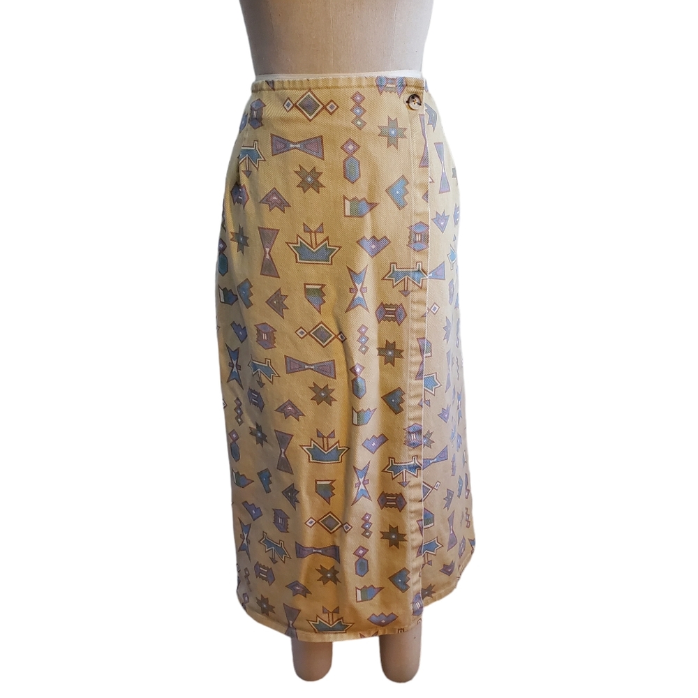 Vintage Gibran Made In USA Southwestern Print Long Wrap Skirt Size‎ 8